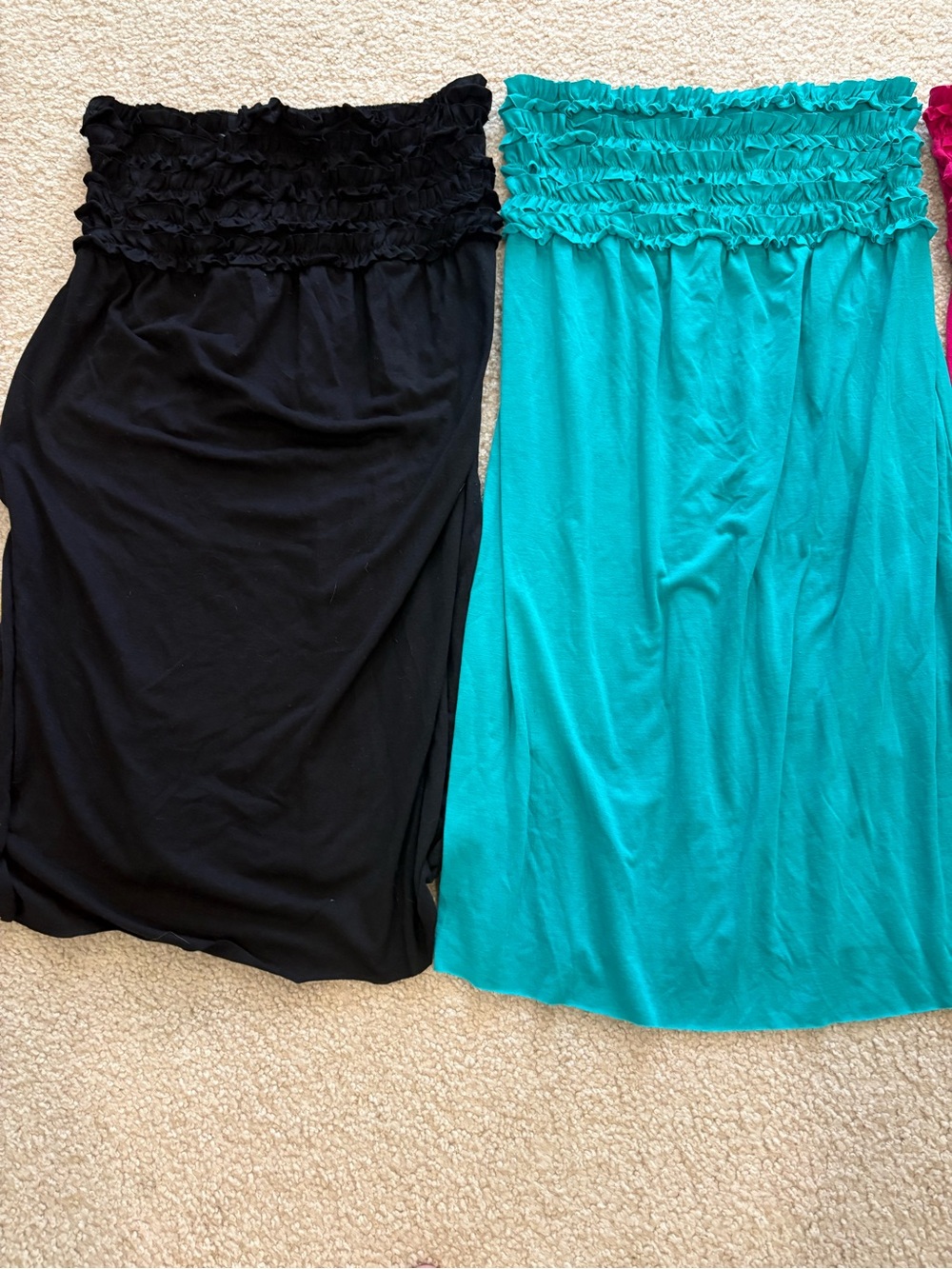 Xhilaration Smocked Waist Midi Skirt Trio — Black, Teal, Fuchsia - Picture 7 of 7